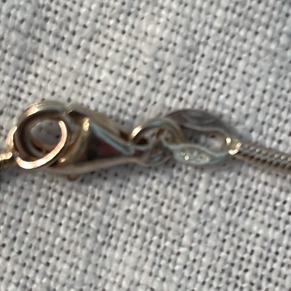 Silver 925 Necklace with Amber Crystal Pendant 21” Chain - Picture 4 of 5